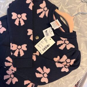 Gymboree Dark Blue Sweater with Light Pink Bows